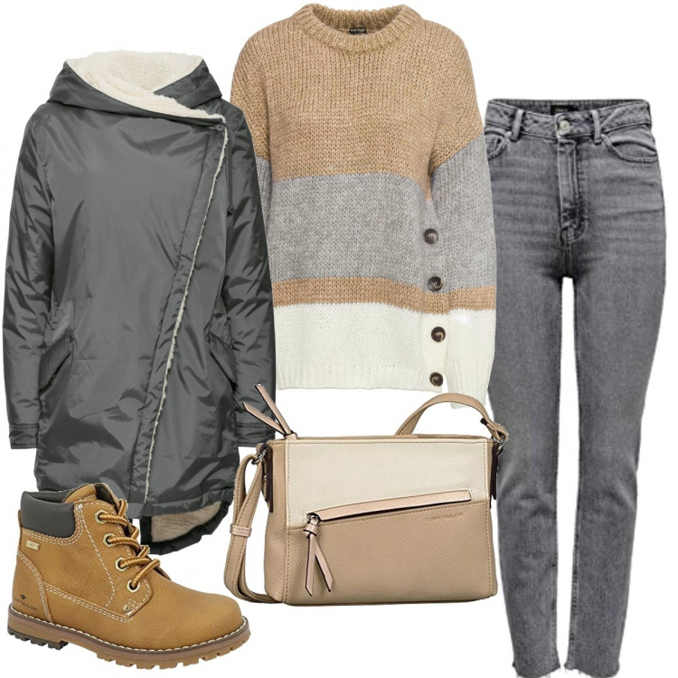 Outfit donna - Basic #32484. Stile Basic per Tutti i giorni. Abbinamento con maglieria, cappotti, pantaloni, stivali, borse a tracolla.