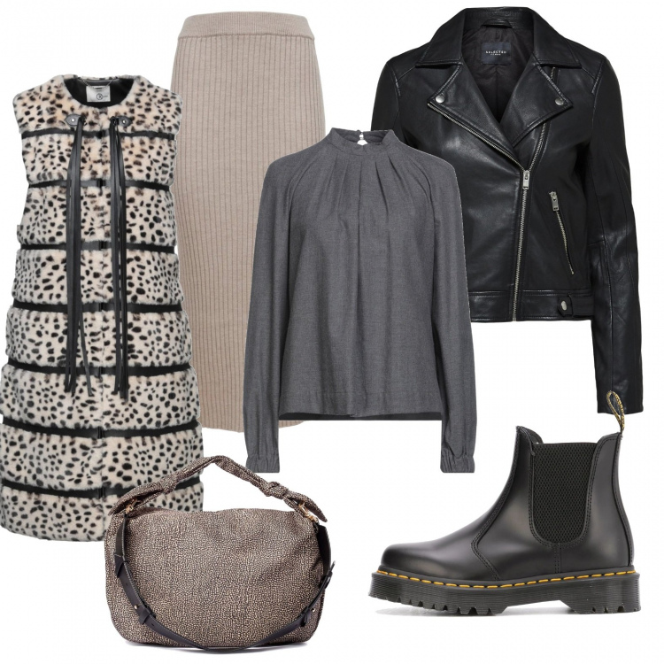 Outfit donna - Stefania. Stile Casual chic per Scuola/Università. Abbinamento con borse a tracolla, stivaletti chelsea, cappotti, bluse, giacche, gonne longuette.
