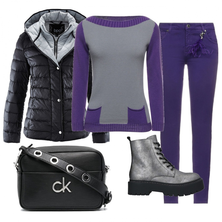 Outfit donna - Il pullover con le tasche. Stile Urban per Tutti i giorni. Abbinamento con piumini, pullovers, stivaletti, pantaloni, borse a tracolla.