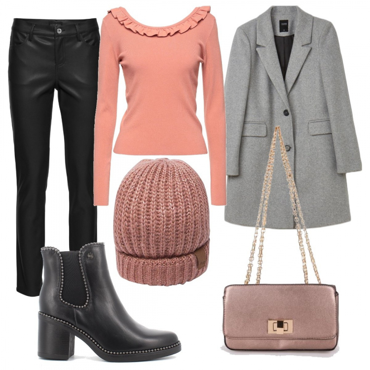 Outfit donna - Glamour low cost. Stile Glamour per Tutti i giorni. Abbinamento con pantaloni, pullovers, pochette, cappotti, stivaletti, cappelli.