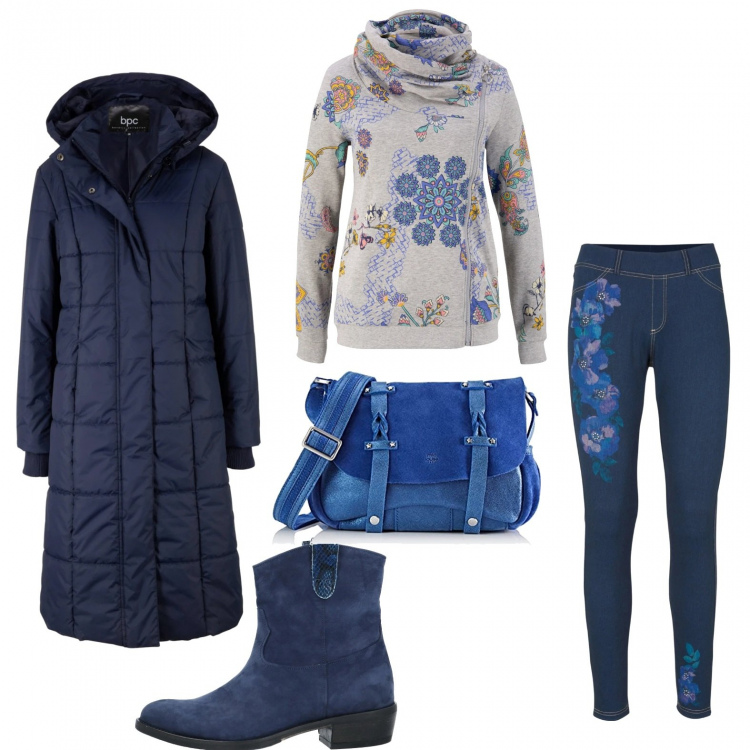 Outfit donna - Basic #33165. Stile Basic per Tutti i giorni. Abbinamento con blazer, felpe, jeggings, stivaletti, borse a tracolla.
