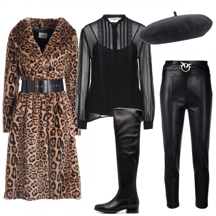 Outfit donna - Sexy col tacco basso. Stile Glamour per Serata fuori. Abbinamento con cappotti, stivali sopra il ginocchio, pantaloni skinny, camicie, cappelli.