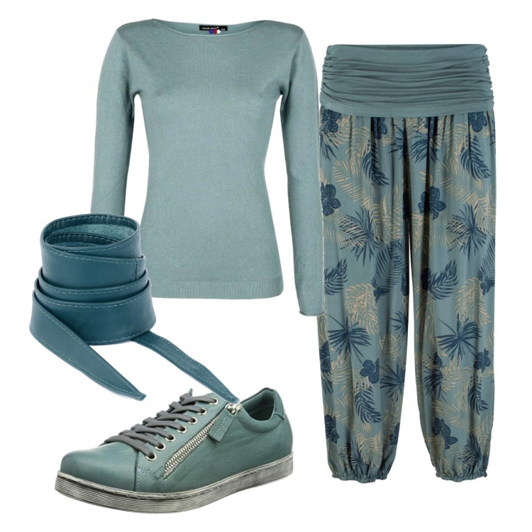 Outfit donna - Basic #33289. Stile Basic per Tutti i giorni. Abbinamento con pantaloni, pullovers, borse a spalla, sneakers.
