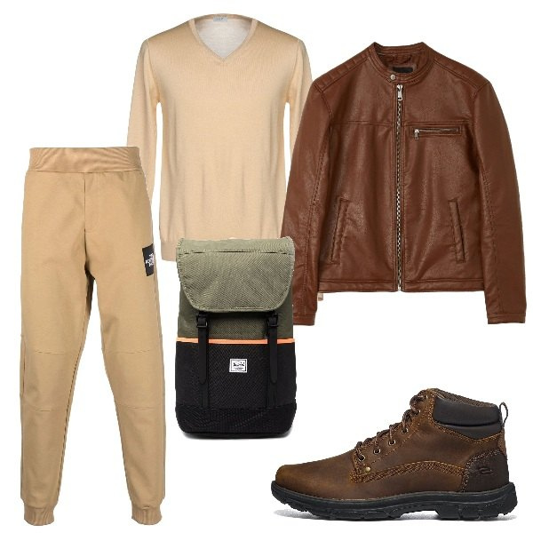 Outfit uomo - La giacca color caffè. Stile Casual per Tutti i giorni. Abbinamento con giacche, pantaloni, borse sportive, stivali e stivaletti, pullovers.
