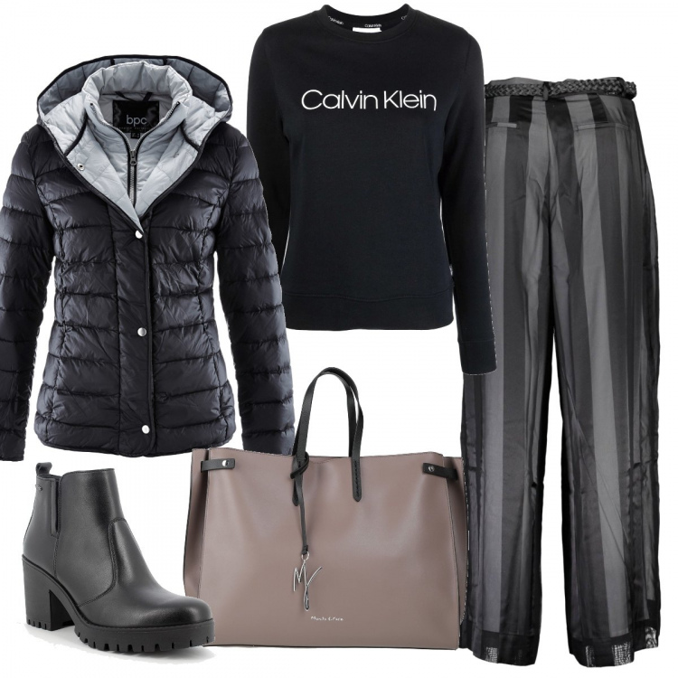 Outfit donna - Casual chic #9497. Stile Casual chic per Ufficio. Abbinamento con piumini, borse a mano, stivaletti, maglieria, pantaloni.