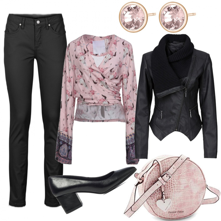 Outfit donna - Antonella. Stile Casual chic per Tutti i giorni. Abbinamento con blazer, jeans, camicie, orecchini, décolleté, borse a mano.