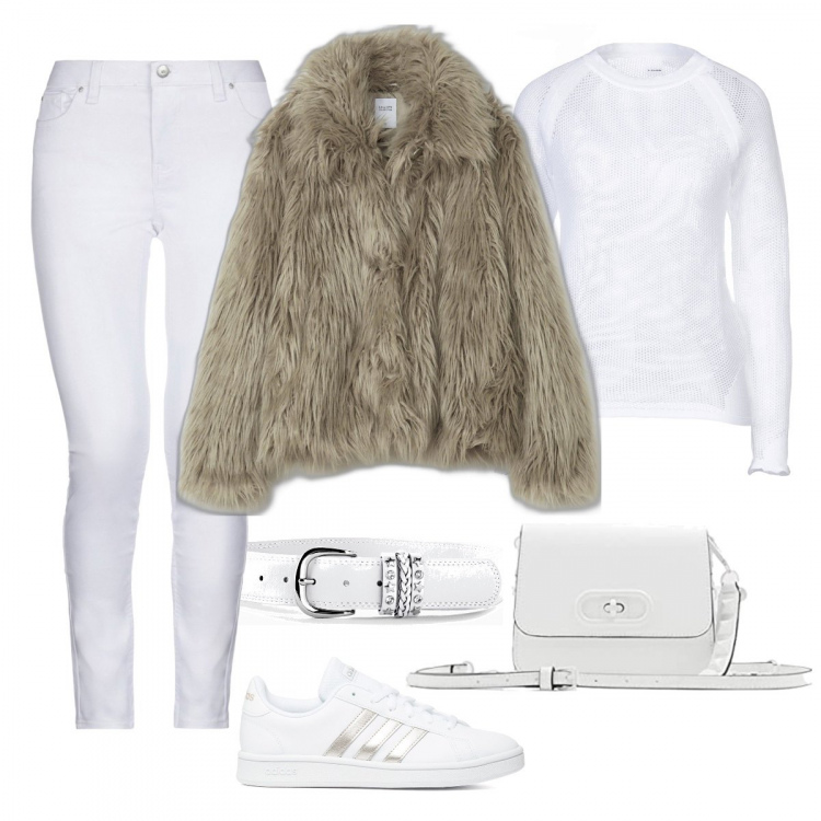 Outfit donna - Trendy nel tempo libero. Stile Trendy per Tutti i giorni. Abbinamento con cinture, pullovers, pantaloni, cappotti, sneakers, borse a mano.
