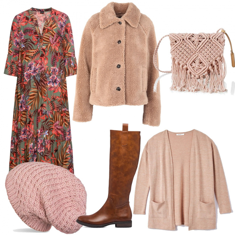 Outfit donna - Splendida in boho. Stile Boho per Tutti i giorni. Abbinamento con vestiti lunghi, cappotti, cardigans, stivali, berretti, borse a tracolla.