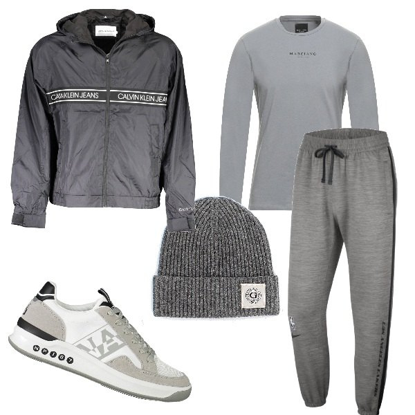 Outfit uomo - Total look uomo sportivo. Stile Trendy per Sport. Abbinamento con cappelli, t-shirt, sneakers, giacche sportive, pantaloni.