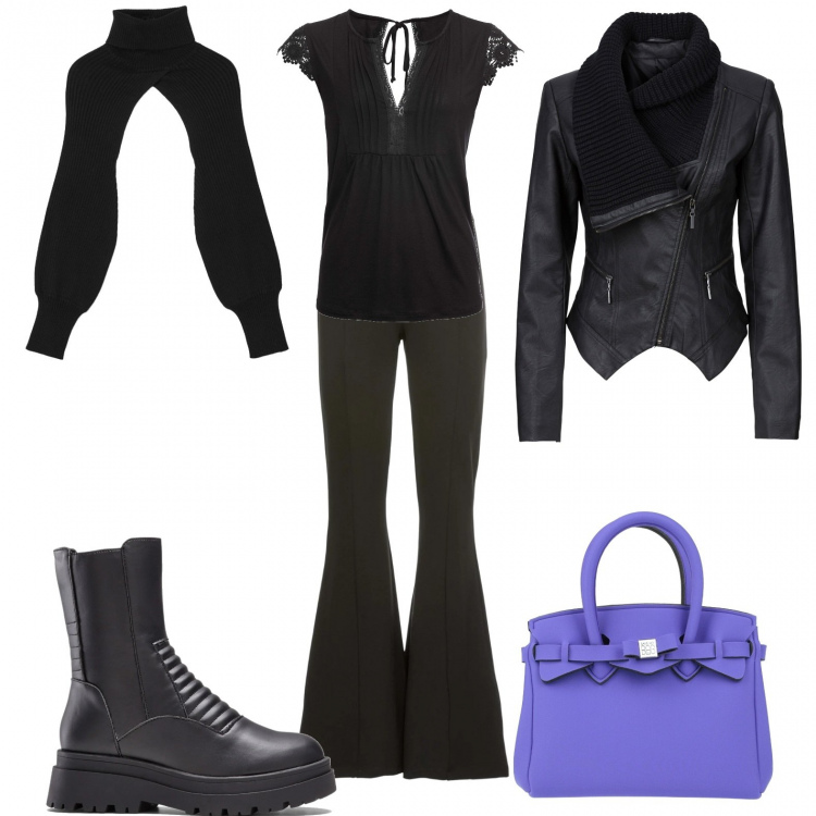 Outfit donna - A Silvia piace stupire. Stile Sexy per Serata fuori. Abbinamento con blazer, pantaloni, maglieria, stivali, borse a mano, bolero.