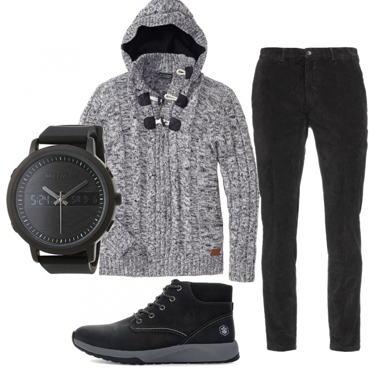 Outfit uomo - Casual #28751. Stile Casual per Tutti i giorni. Abbinamento con maglieria, pantaloni, stivali e stivaletti, orologi.