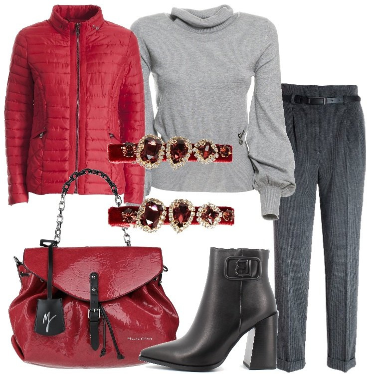Outfit donna - Fracomina - Black Friday 2021. Stile Casual chic per Ufficio. Abbinamento con borse a mano, accessori per capelli, maglieria, pantaloni, piumini, stivaletti.