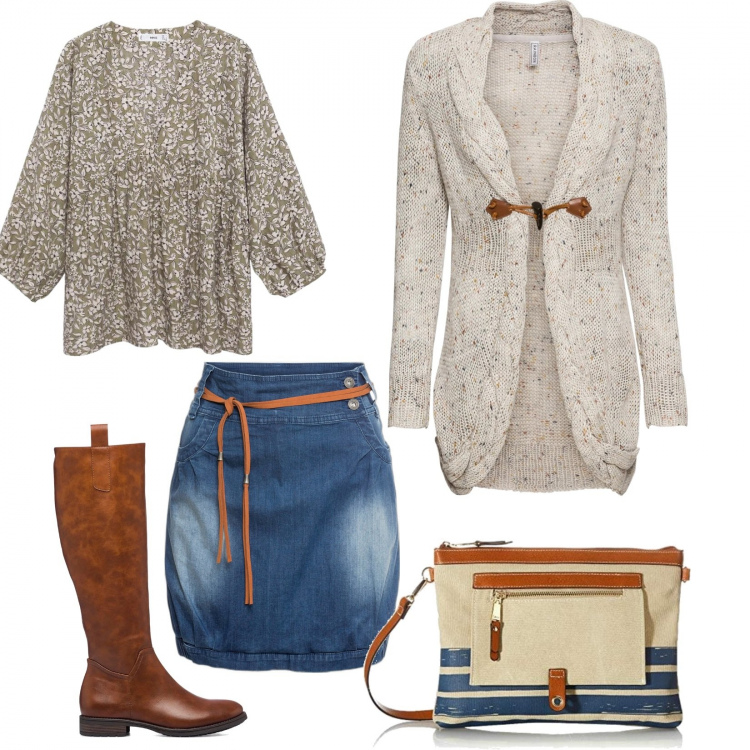 Outfit donna - Al circo con i bambini. Stile Casual per Tutti i giorni. Abbinamento con minigonne, cardigans, stivali, bluse, clutch.