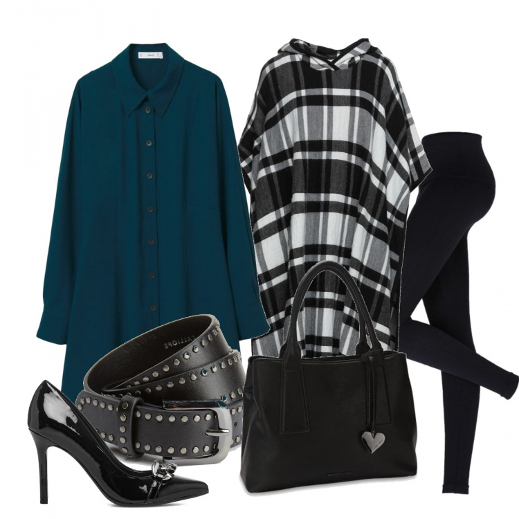 Outfit donna - Strati glamour. Stile Trendy per Tutti i giorni. Abbinamento con leggings, cappe, cinture, décolleté, vestiti corti, borse a mano.