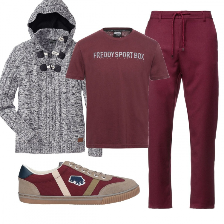 Outfit uomo - Casual #29265. Stile Casual per Tutti i giorni. Abbinamento con maglieria, sneakers, pantaloni, t-shirt.