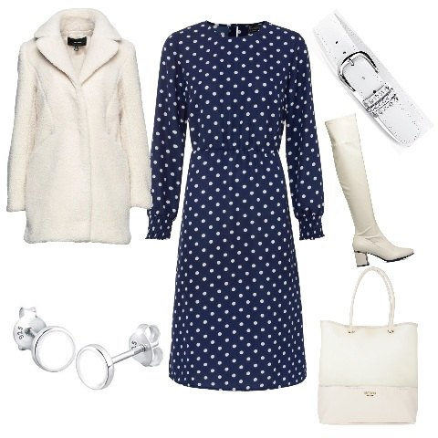 Outfit donna - Black Friday Pittarosso. Stile Bon Ton per Ufficio. Abbinamento con cinture, vestiti midi/longuette, cappotti, borse a mano, stivali, orecchini.