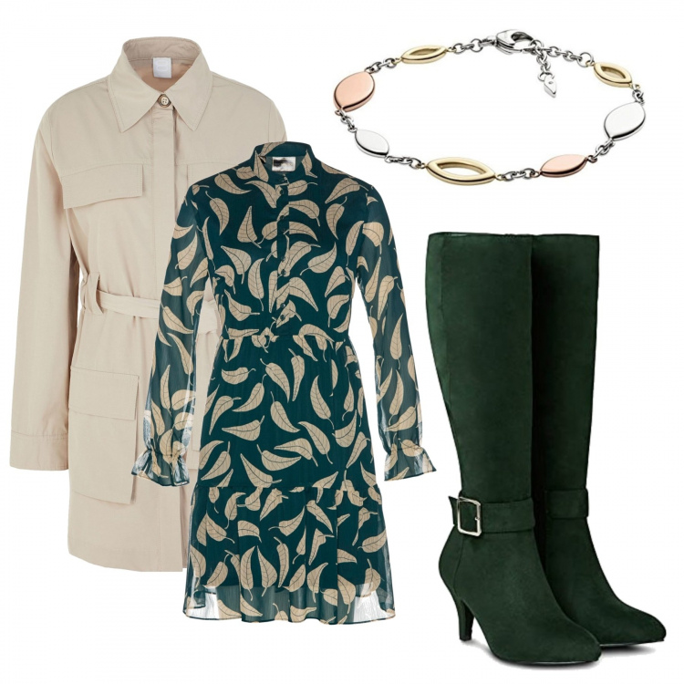 Outfit mujer - Preparada para la entrevista. Estilo Chic para Oficina. Combinación con botas, pulseras, vestidos, trench.