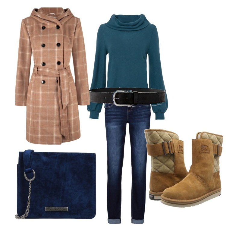 Outfit donna - ... Freddino. Stile Casual chic per Tutti i giorni. Abbinamento con jeans boyfriend, cinture, maglieria, cappotti, borse a tracolla, stivaletti.