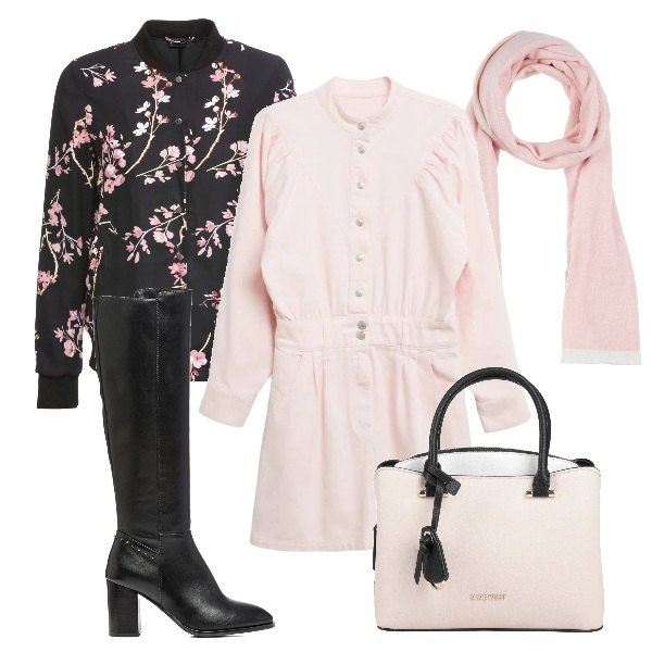 Outfit donna - Sporty pink. Stile Casual per Tutti i giorni. Abbinamento con bomber, borse a mano, sciarpe, stivali, vestiti lunghi.