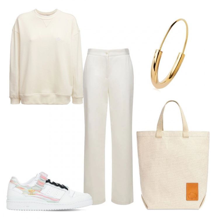 Outfit donna - LuisaViaRoma Black Friday. Stile Sporty chic per Tutti i giorni. look ideale per Petite. Abbinamento con pantaloni, shopping bag, sneakers, felpe, orecchini.
