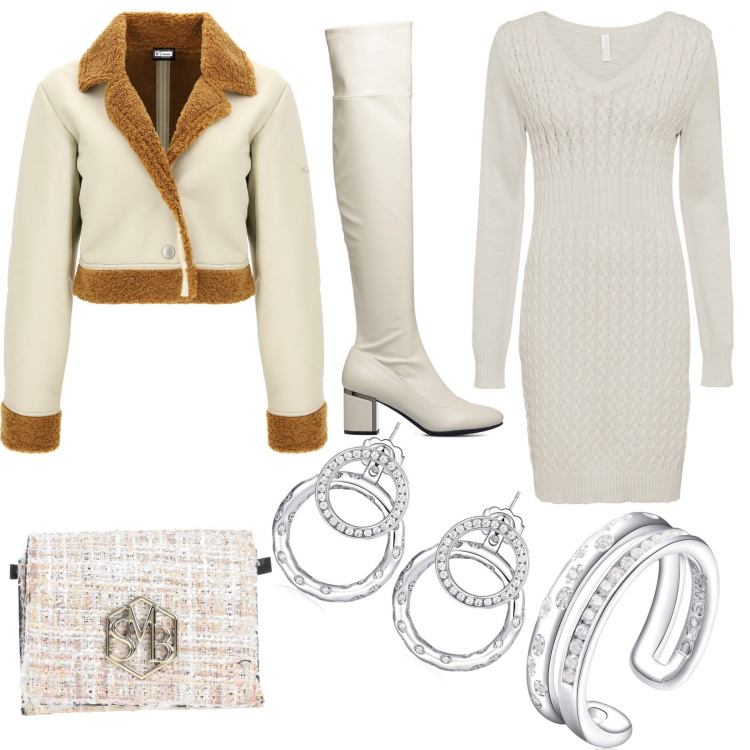 Outfit donna - Offerte Brosway. Stile Sexy per Serata fuori. Abbinamento con vestiti, marsupi, giacche, anelli, orecchini, stivali.