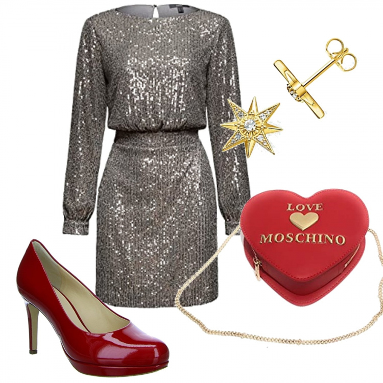 Outfit donna - Total look #1208527. Stile Romantica per Serata fuori. Abbinamento con vestiti, borse a tracolla, scarpe col tacco, orecchini.