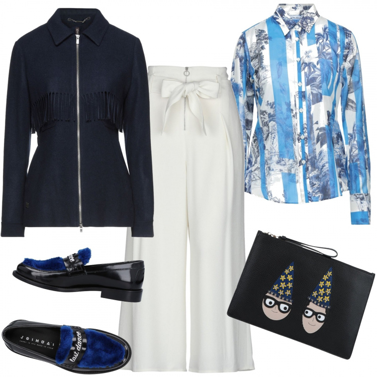 Outfit donna - Yoox B. F. 2021. Stile Mannish per Cerimonia. Abbinamento con mocassini, pantaloni, camicie, giacche, borse a mano.