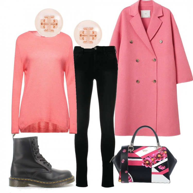 Outfit donna - Lasorry. Stile Glamour per Tutti i giorni. Abbinamento con pullovers, borse a mano, jeans skinny, orecchini, anfibi, cappotti.