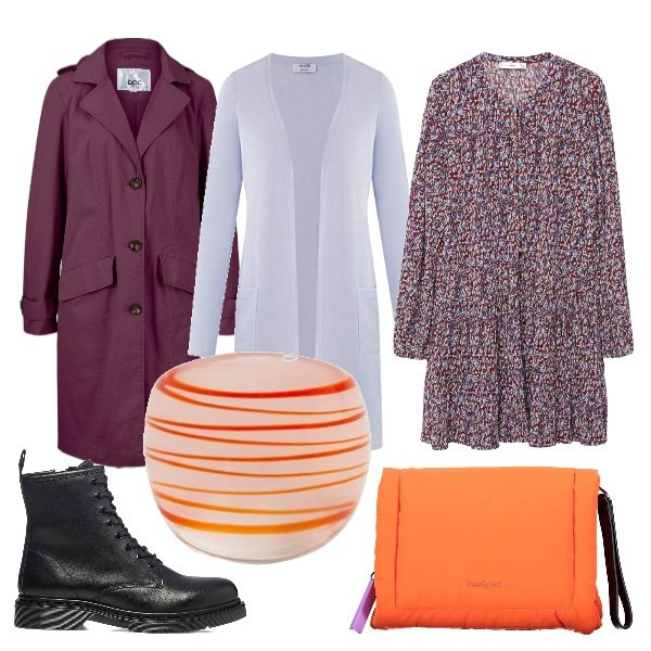Outfit donna - Total look #1209311. Stile Trendy per Tutti i giorni. Abbinamento con cappotti, anfibi, anelli, vestiti corti, cardigans, borse a mano.
