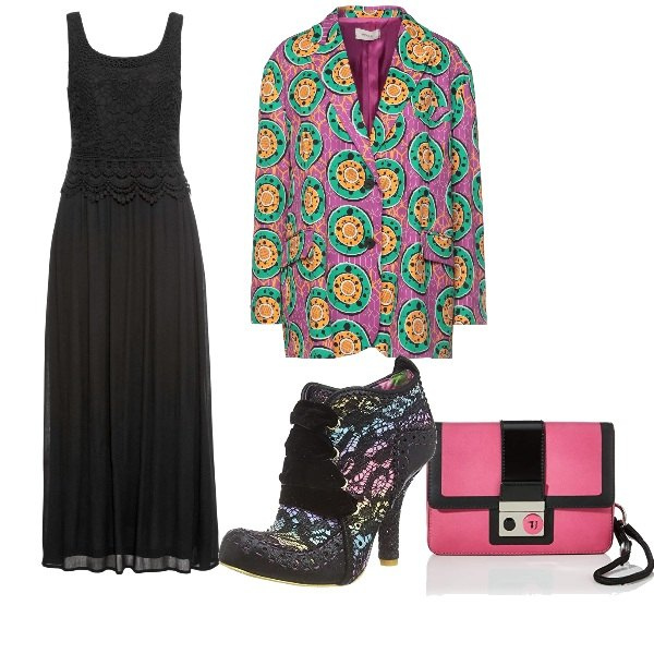 Outfit donna - Inspo Caterina Pogorzelski. Stile Glamour per Serata fuori. Abbinamento con blazer, vestiti midi/longuette, décolleté, clutch.