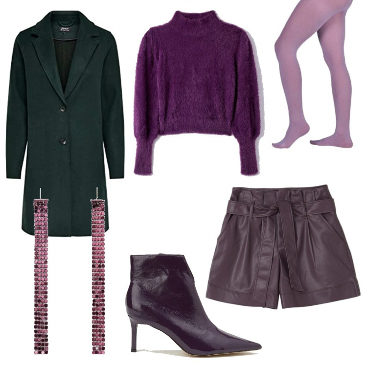 Outfit donna - Lunghi e brillanti. Stile Trendy per Tutti i giorni. look ideale per Tall. Abbinamento con maglieria, bermuda, stivaletti, collant, cappotti, orecchini.