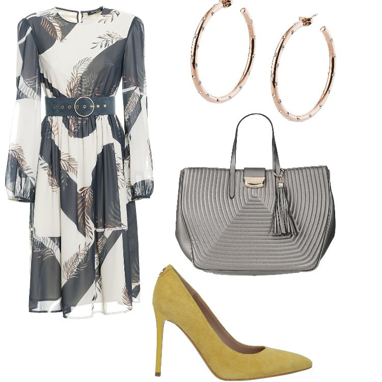 Outfit donna - Christmas time. Stile Casual chic per Ufficio. Abbinamento con décolleté, borse a mano, vestiti midi/longuette, orecchini.