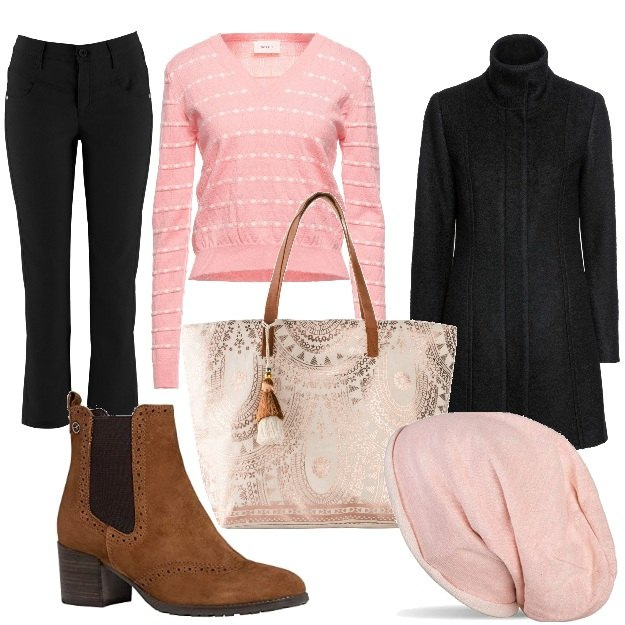 Outfit donna - Maxi bag. Stile Glamour per Tutti i giorni. Abbinamento con pantaloni, shopping bag, cappotti, pullovers, berretti, stivaletti.