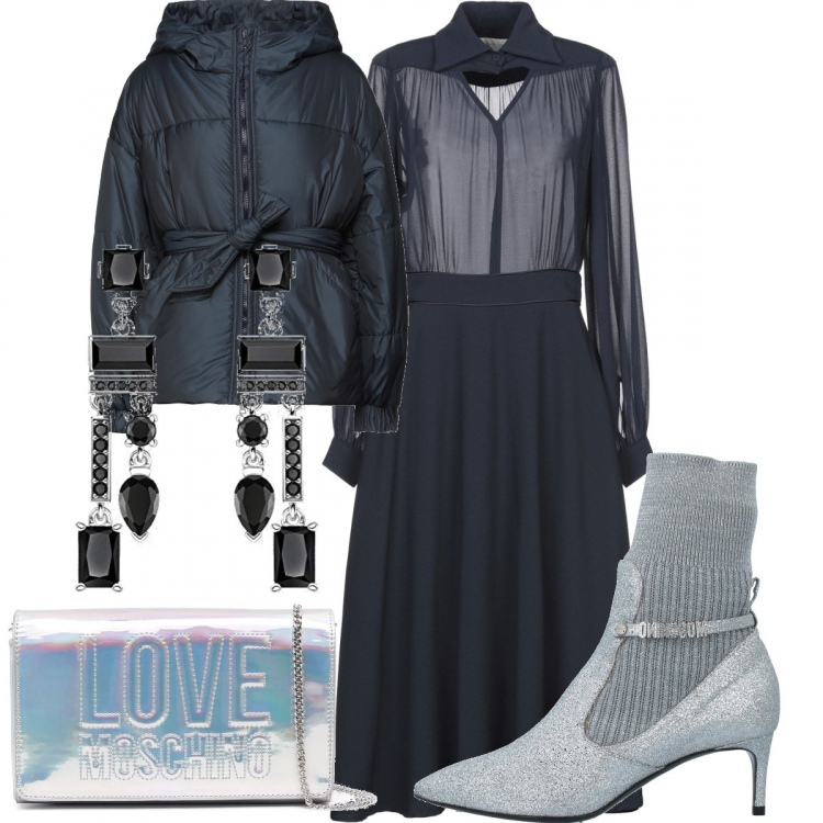 Outfit donna - Chic a dicembre. Stile Chic per Cerimonia. Abbinamento con stivaletti, vestiti midi/longuette, giacche, borse a spalla, orecchini.