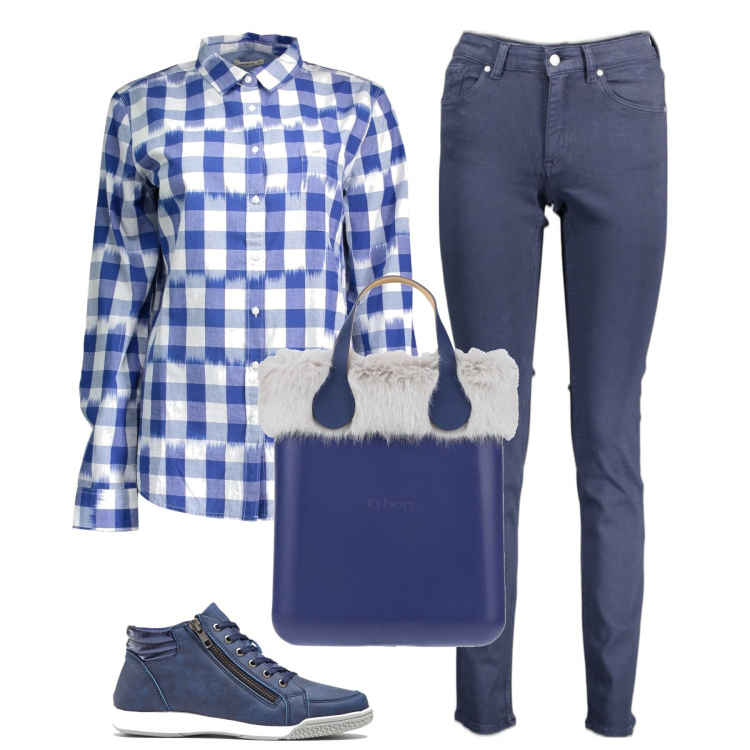 Outfit donna - La camicia a quadri. Stile Casual per Tutti i giorni. Abbinamento con sneakers alte, borse a mano, camicie, jeans.