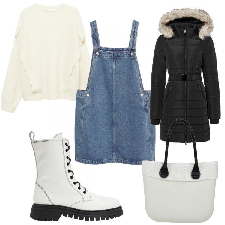 Outfit donna - La salopette trendy. Stile Trendy per Tutti i giorni. Abbinamento con giacche, borse a mano, anfibi, pullovers, vestiti corti.