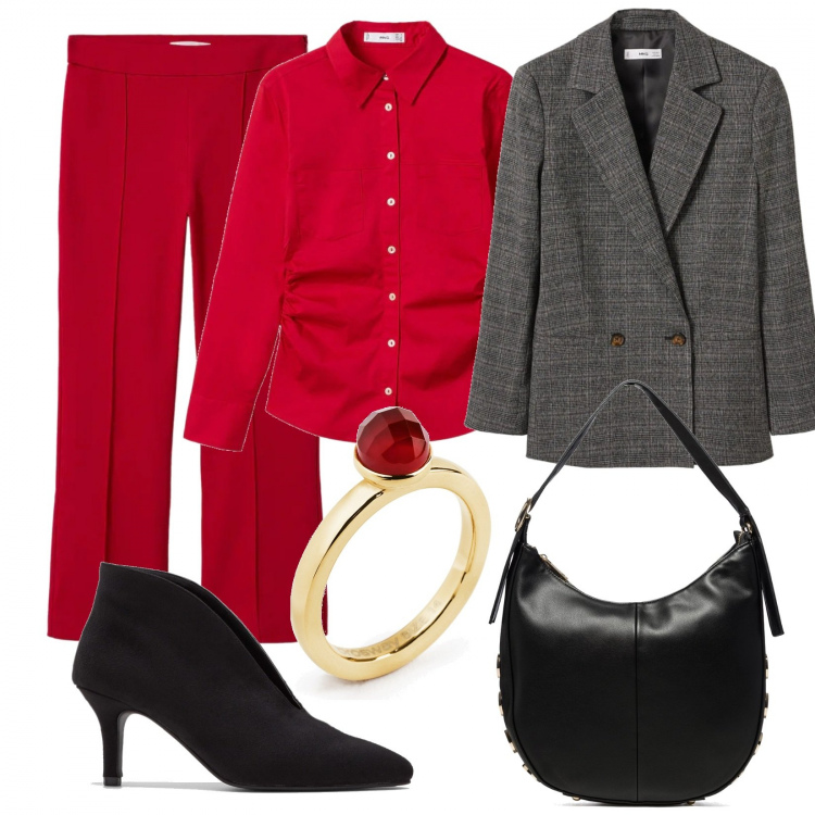 Outfit donna - Pausa pranzo al sushi bar 2. Stile Bon Ton per Ufficio. Abbinamento con zaini, anelli, borse a spalla, giacche, camicie, pantaloni capri.