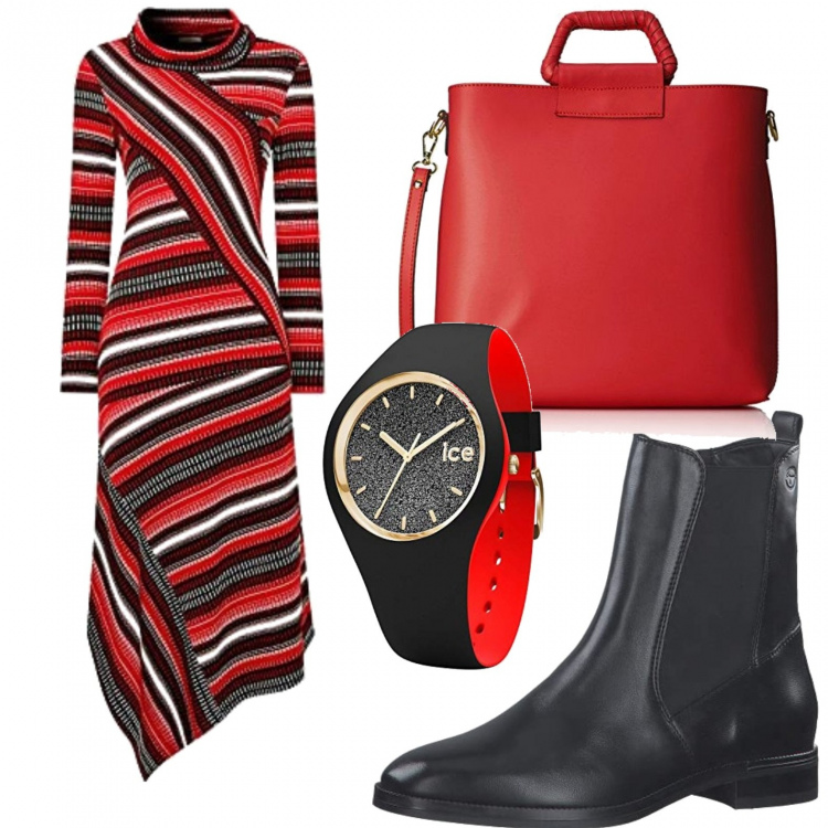 Outfit donna - Only Amazon. Stile Urban per Tutti i giorni. look ideale per Tall. Abbinamento con vestiti, borse a spalla, stivaletti chelsea, orologi.