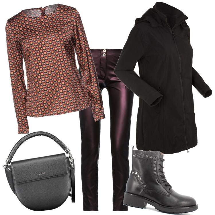 Outfit donna - Di fretta. Stile Casual per Tutti i giorni. Abbinamento con parka, bluse, pantaloni, anfibi, borse a tracolla.