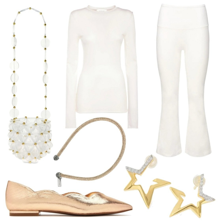 Outfit donna - Glam christmas by Luisaviaroma. Stile Glamour per Tutti i giorni. Abbinamento con borse a spalla, pantaloni capri, ballerine, cerchietti, maglieria, orecchini.