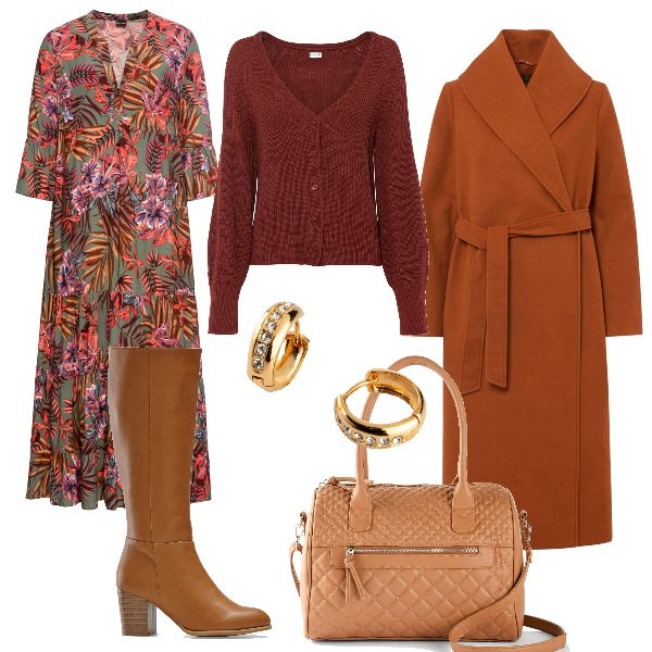 Outfit donna - Lo stile non ha taglie. Stile Basic per Tutti i giorni. Abbinamento con vestiti lunghi, cappotti, cardigans, stivali, borse a mano, orecchini.