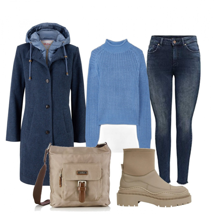 Outfit donna - Basic #35362. Stile Basic per Tutti i giorni. Abbinamento con cappotti, maglieria, stivaletti, borse a tracolla, pantaloni.