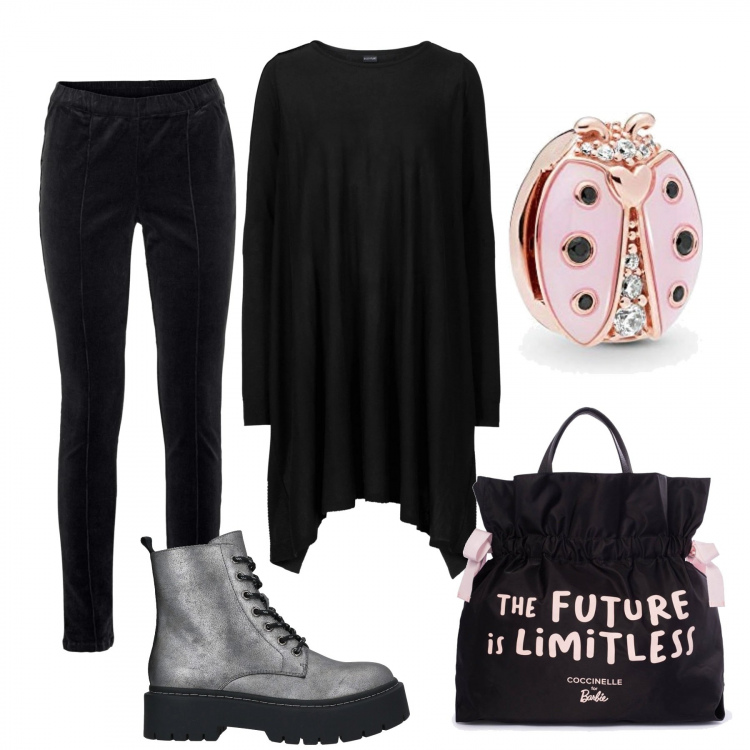 Outfit donna - Il pull coccoloso. Stile Casual chic per Tutti i giorni. Abbinamento con stivaletti, maglieria, leggings, shopping bag, braccialetti.