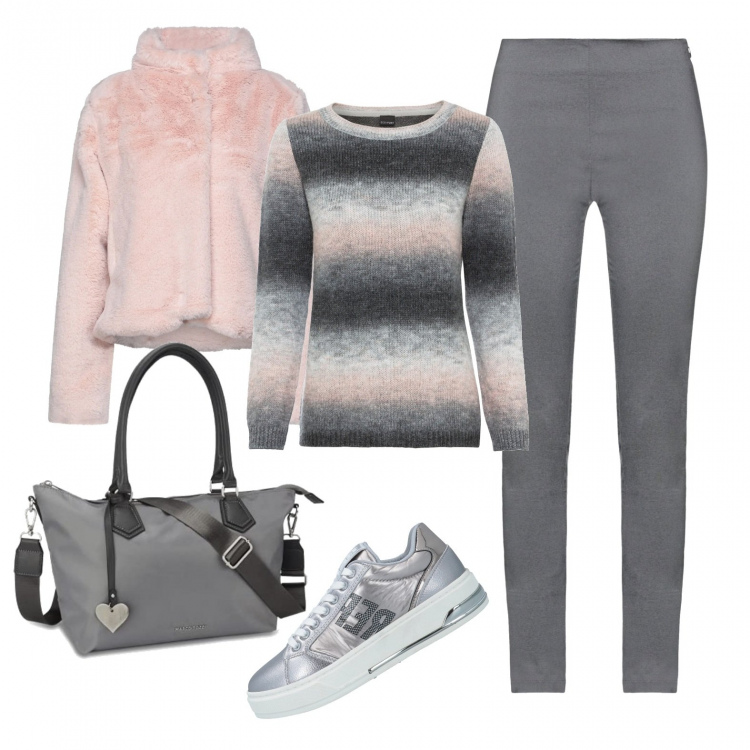 Outfit donna - Tenerezza (vegan look). Stile Sporty chic per Tutti i giorni. Abbinamento con maglieria, pantaloni, cappotti, sneakers, borse a mano.