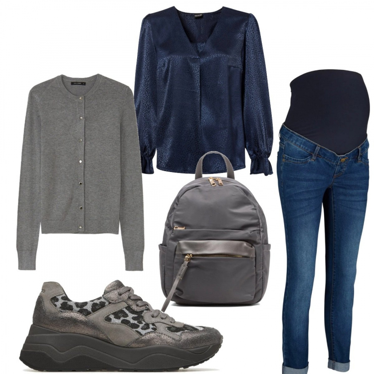 Outfit donna - Total look #1234490. Stile Basic per Tutti i giorni. look ideale per Premaman. Abbinamento con jeans, bluse, cardigans, sneakers, zaini.