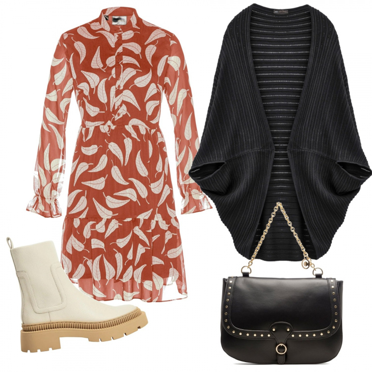 Outfit donna - Chiaro e scuro per te. Stile Glamour per Tutti i giorni. Abbinamento con vestiti, cappotti, borse a spalla, stivaletti.
