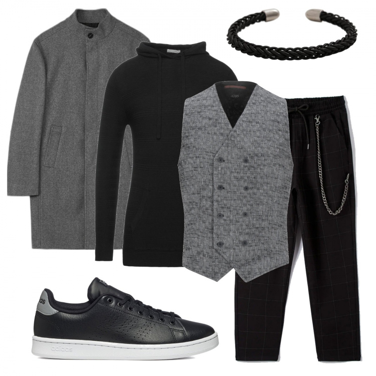 Outfit uomo - Trendissimo. Stile Trendy per Tutti i giorni. Abbinamento con cappotti, sneakers, gilet, pullovers, pantaloni, braccialetti.