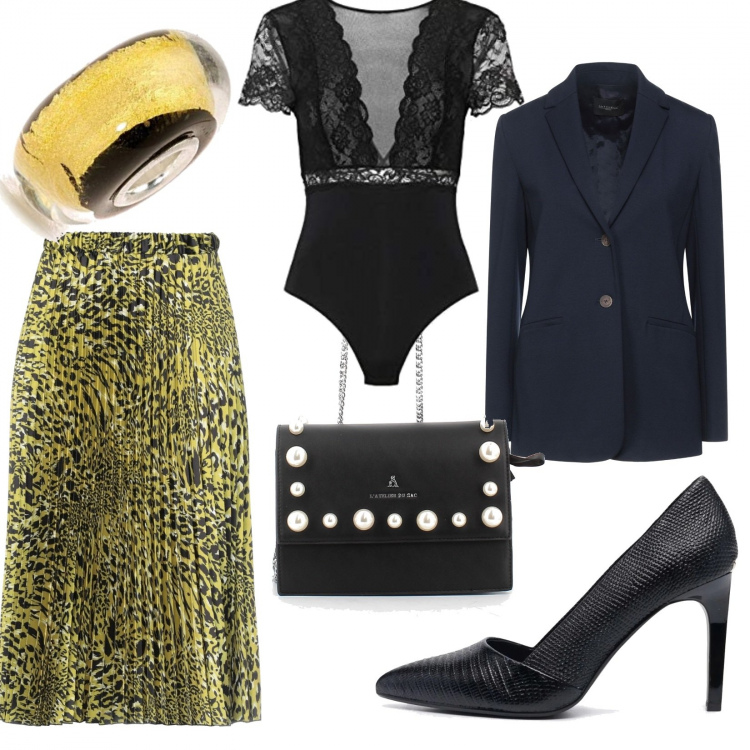 Outfit donna - Carry di sex and city. Stile Glamour per Serata fuori. Abbinamento con gonne longuette, blazer, décolleté, clutch, body, ciondoli.
