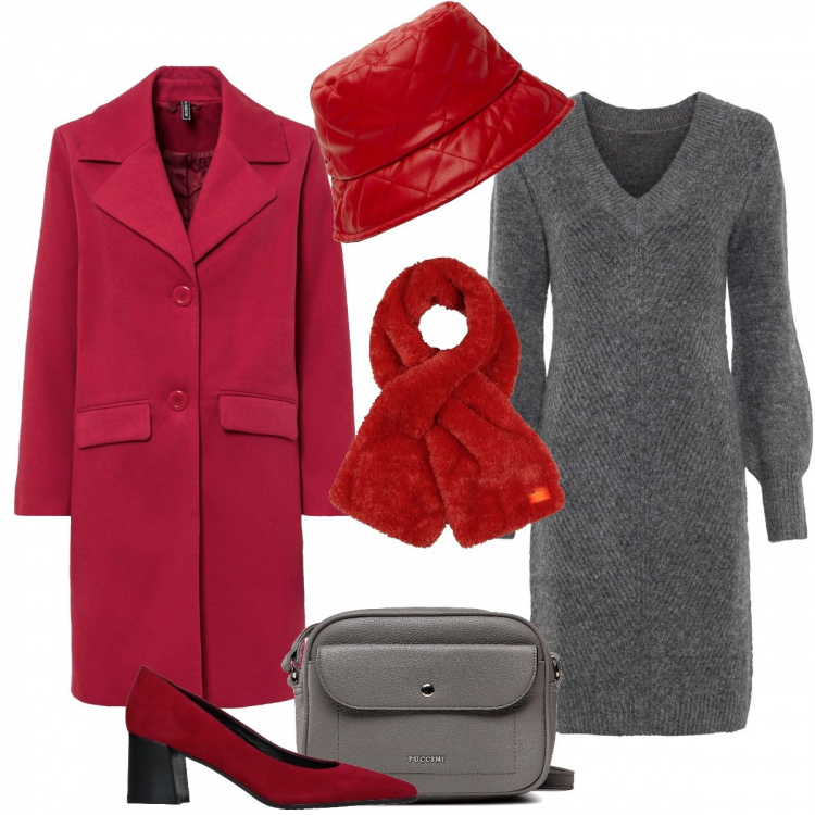 Outfit donna - Oversize style. Stile Bon Ton per Ufficio. Abbinamento con vestiti, cappotti, décolleté, sciarpe, borse a mano, cappelli.