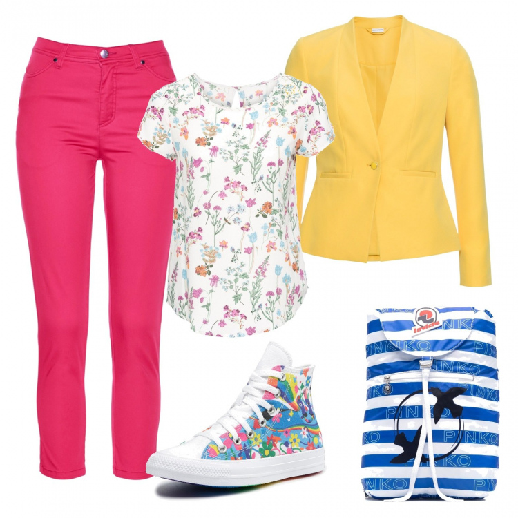 Outfit donna - Unbreakable Kimmy Schmidt. Stile Trendy per Tutti i giorni. Abbinamento con blazer, bluse, pantaloni, zaini, sneakers.
